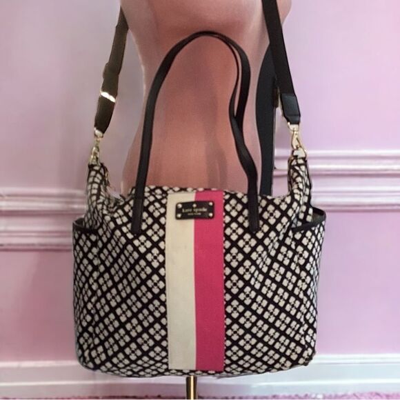 KATE SPADE ADARIA BABY DIAPER BAG TOTE LARGE BLACK CANVAS - Picture 3 of 11